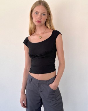 Motel Rocks Cania Corset T-shirts Dames Zwart | LRV1271ST