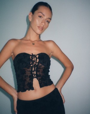 Motel Rocks Claryn Corset Vest Dames Zwart | SST4989MP