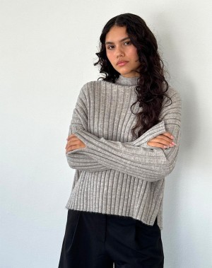 Motel Rocks Judah Oversized Chunky Rib Knit Jumpers Dames Lichtgrijs | DYS9854XW