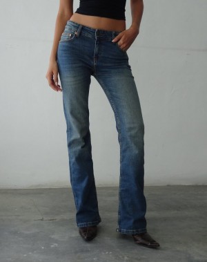Motel Rocks Low Rise Bootleg Jeans Dames Blauw | LSU3460CD