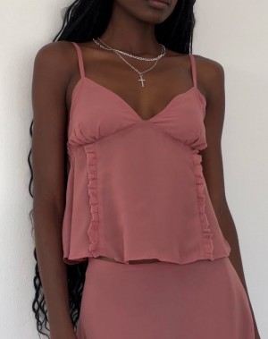 Motel Rocks Melly Chiffon Cami Vest Dames Bruin | GFK2525RR