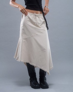 Motel Rocks Yvaine Asymmetric Midi Rokken Dames Wit | HBR5571LG
