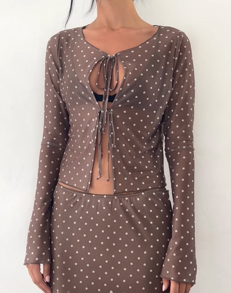 Motel Rocks Araceli Tie Front Blouse Dames Bruin | ECR4441CG