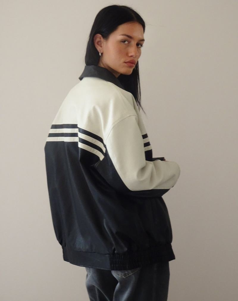 Motel Rocks Calista Leren Jas Dames Zwart Wit | VPD9598OX