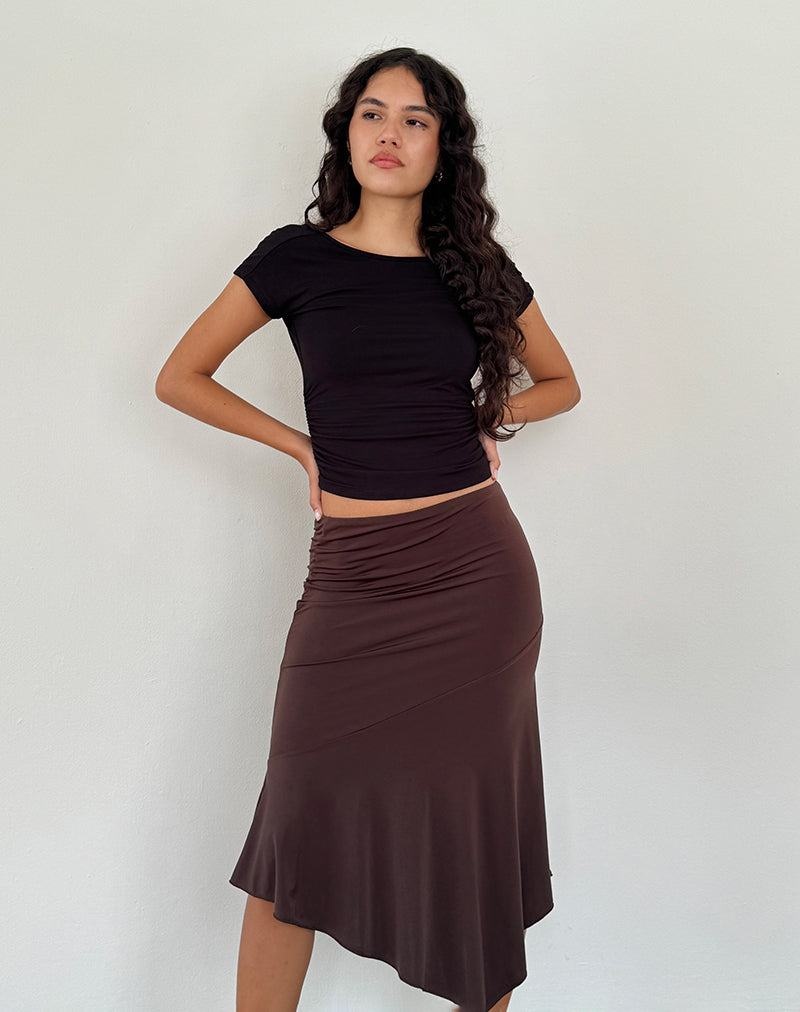 Motel Rocks Cinta Low Rise Midi Rokken Dames Donkerbruin | HRI36CM