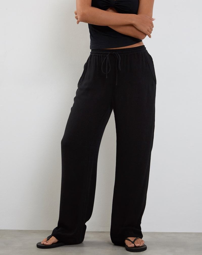 Motel Rocks Cisa Brede Leg Broek Dames Zwart | TKJ5866AZ