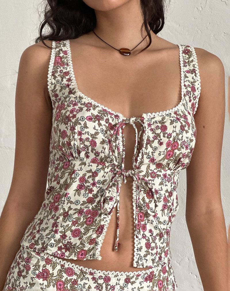 Motel Rocks Esau Tie Front Vest Dames Wit | TZS8154ML