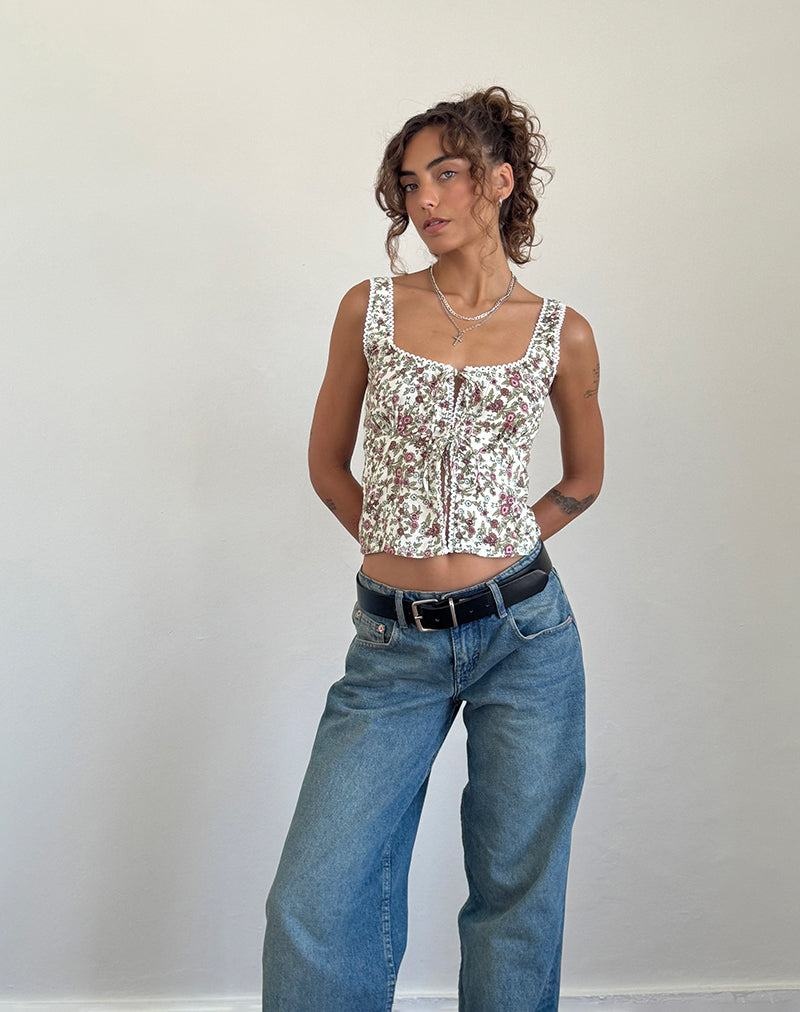 Motel Rocks Esau Tie Front Vest Dames Wit | TZS8154ML