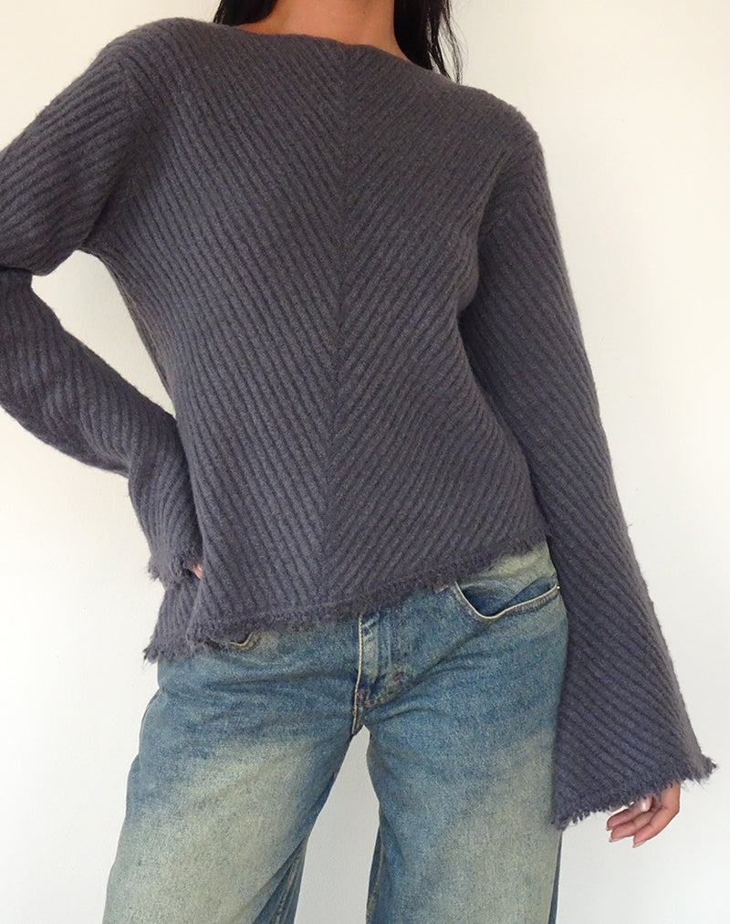 Motel Rocks Fergie Asymmetric Knit Jumpers Dames Blauw Grijs | FGQ7338GE