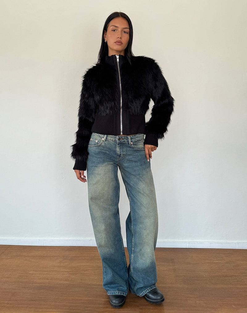 Motel Rocks Homari Shaggy Faux Fur Jassen Dames Zwart | RPM7751UR