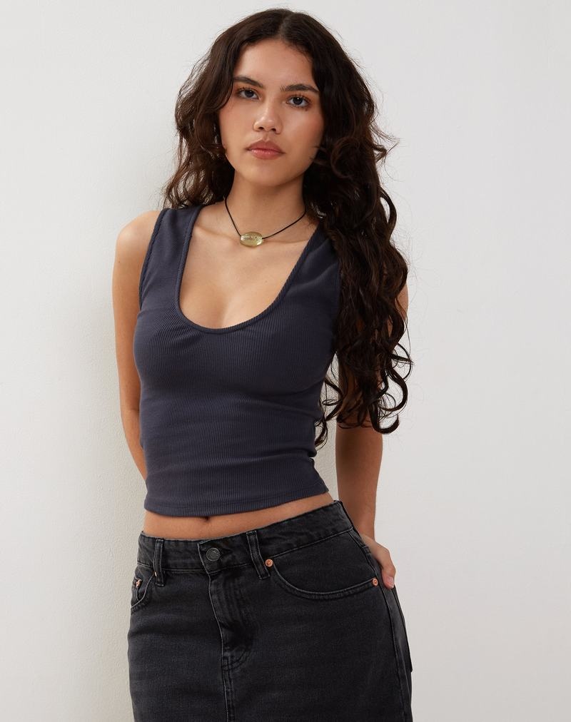 Motel Rocks Jastio Top Vest Dames Donkerblauw | PQM9629YU