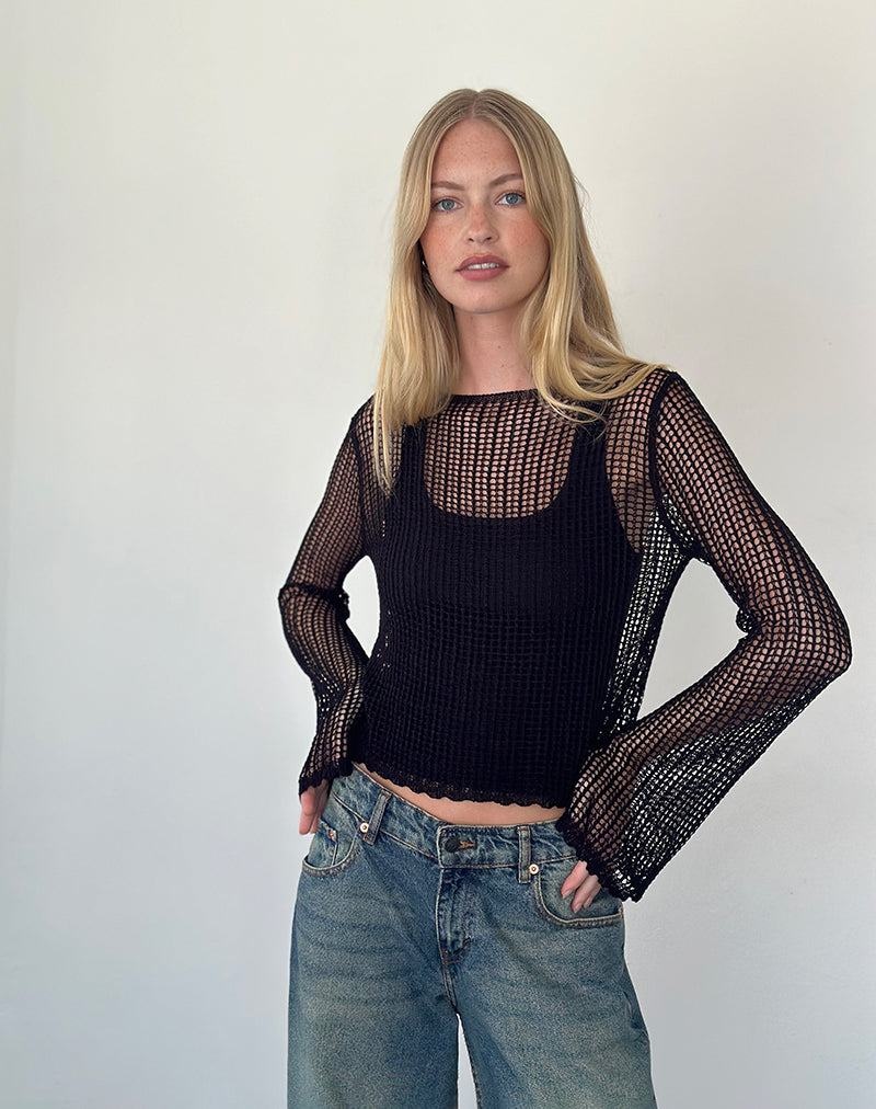 Motel Rocks Jessamyn Open Knit Jumpers Dames Zwart | BLH4087PN