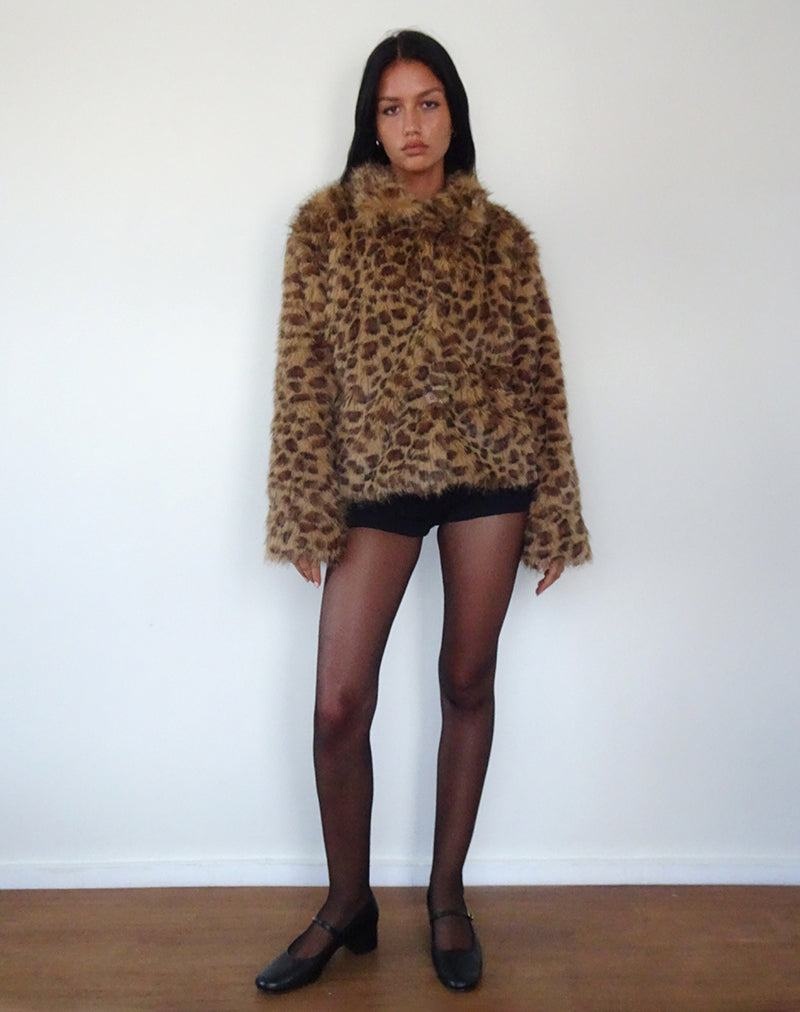 Motel Rocks Joji Crop Faux Fur Jassen Dames Bruin | CEY9851EO