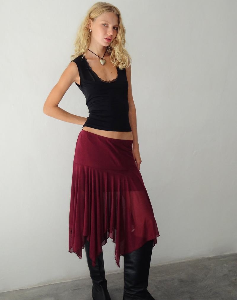 Motel Rocks Jovali Low Taille Midi Rokken Dames Rood | MWM945TK