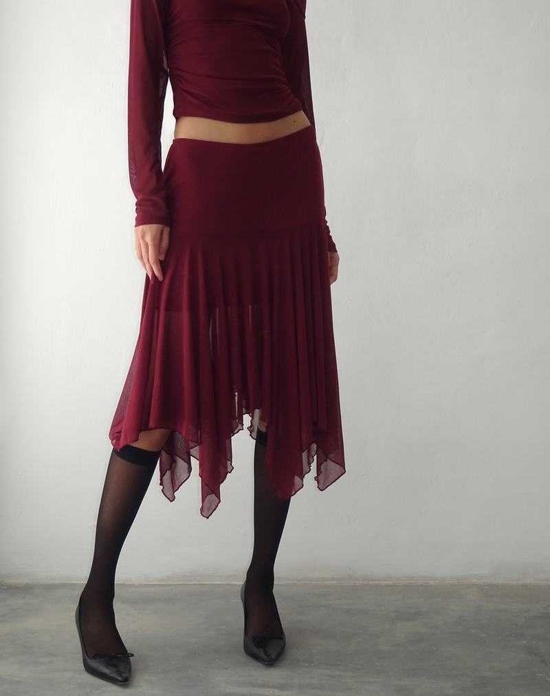 Motel Rocks Jovali Low Taille Midi Rokken Dames Rood | MWM945TK