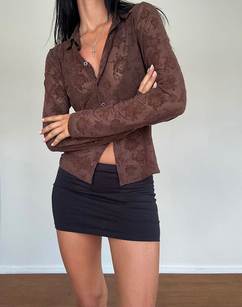 Motel Rocks Kenila Romantic Rose Overhemd Dames Bruin | WMX5244HB