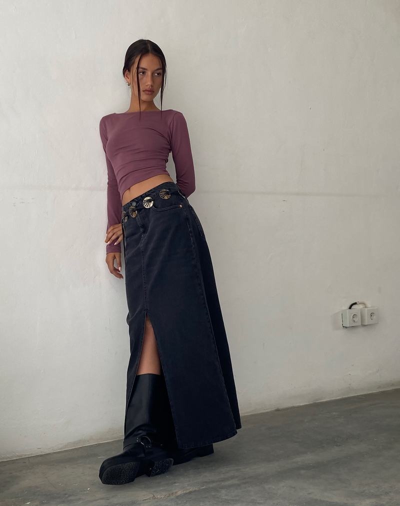 Motel Rocks Low Rise Maxi Spijkerrok Dames Zwart | NWG488KN
