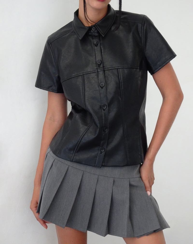 Motel Rocks Mulan Kort Sleeve Overhemd Dames Zwart | XNL2394IN