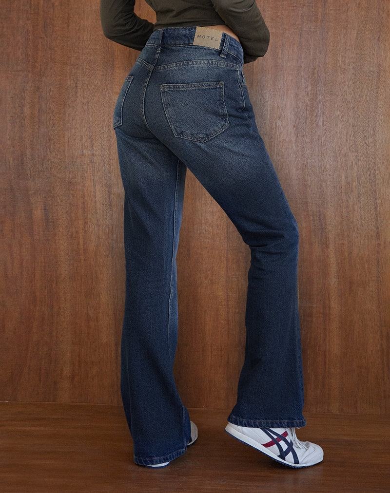 Motel Rocks Rigid Low Rise Flare Jeans Dames Donkerblauw | HRC1996RT
