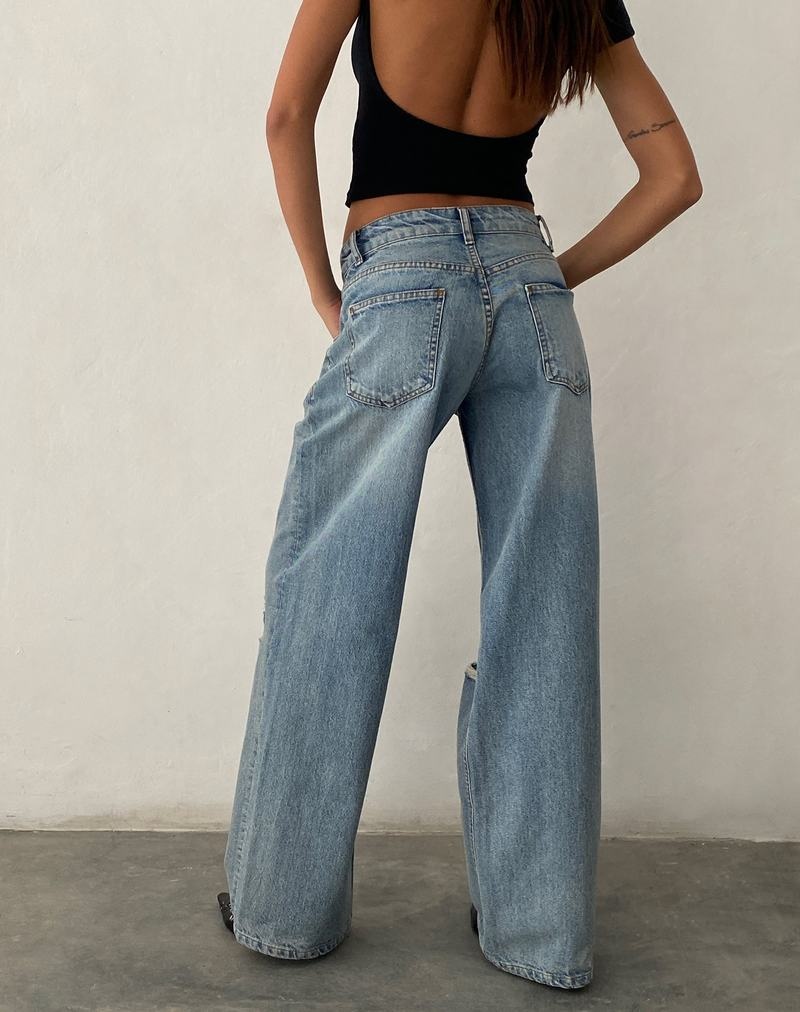Motel Rocks Ripped Roomy Extra Brede Low Rise Jeans Dames Lichtblauw | UHA9351MC