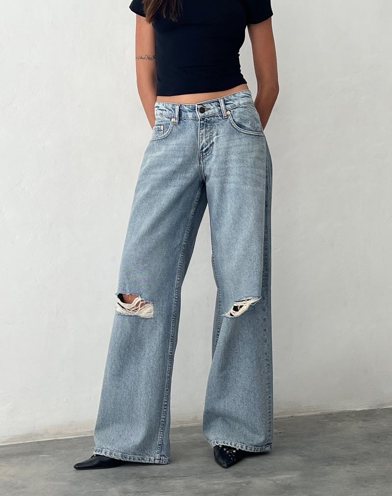 Motel Rocks Ripped Roomy Extra Brede Low Rise Jeans Dames Lichtblauw | UHA9351MC