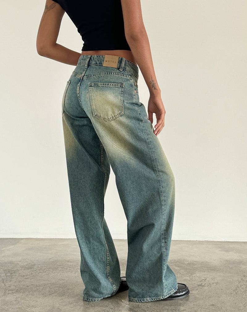 Motel Rocks Roomy Extra Brede Low Rise Jeans Dames Groen | ENH1543LN