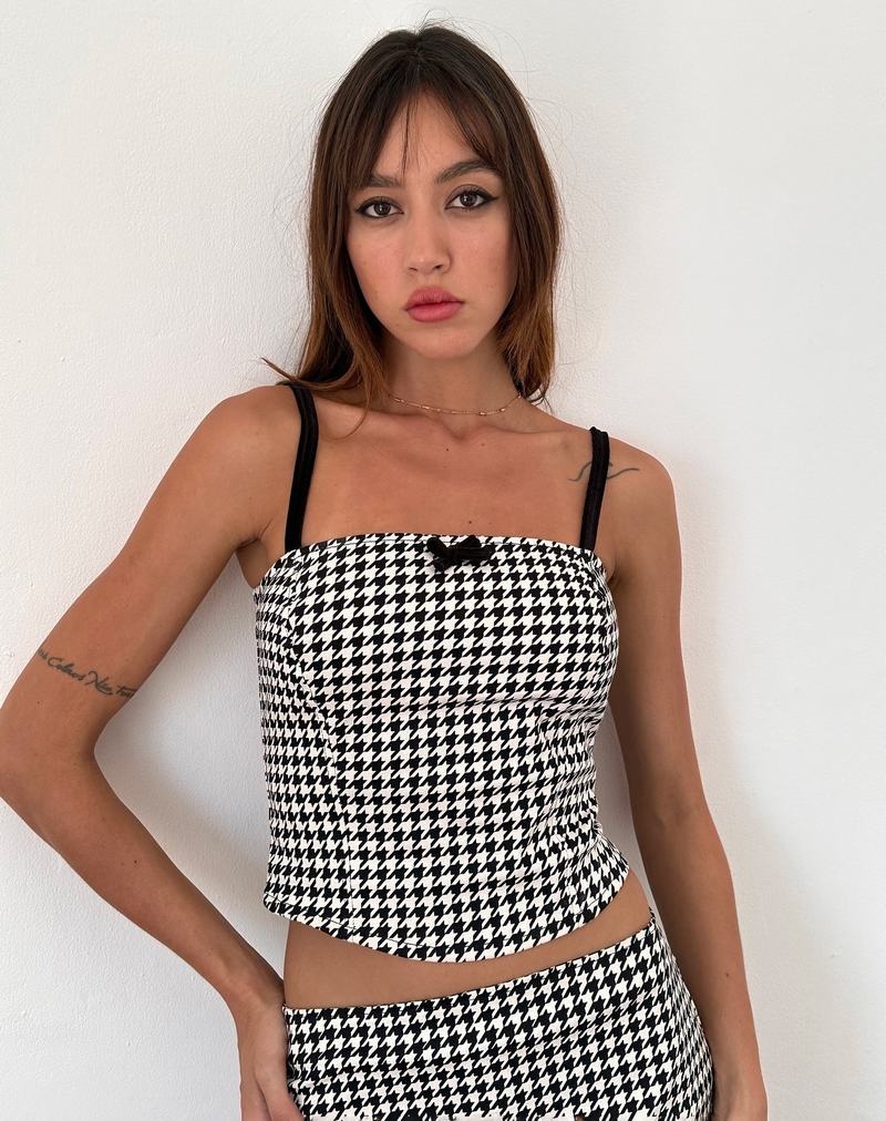 Motel Rocks Shika Corset Vest Dames Zwart Wit | VQB7493KY